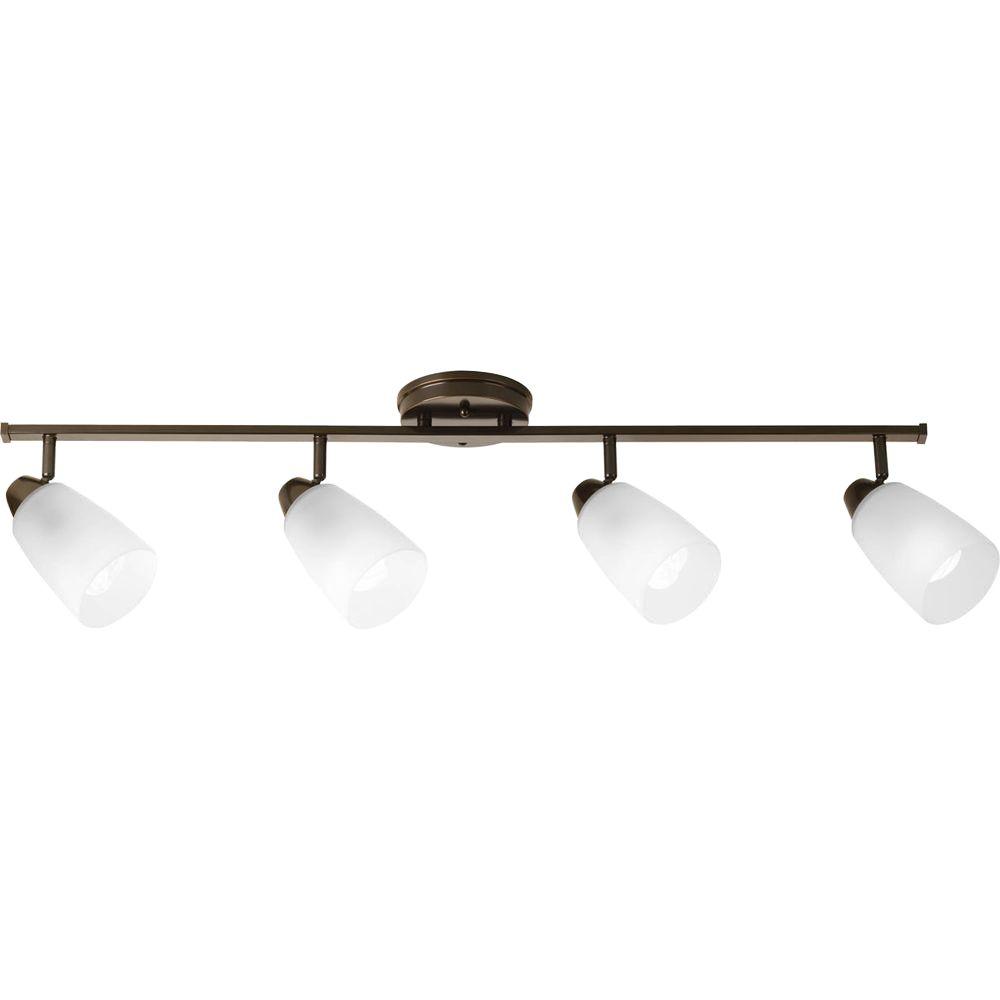 Globe Electric 4Light Antique Brass Sockets Track Lighting Kit with