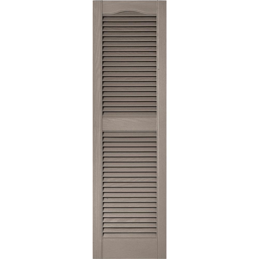 Builders Edge 15 in. x 52 in. Louvered Vinyl Exterior Shutters Pair in