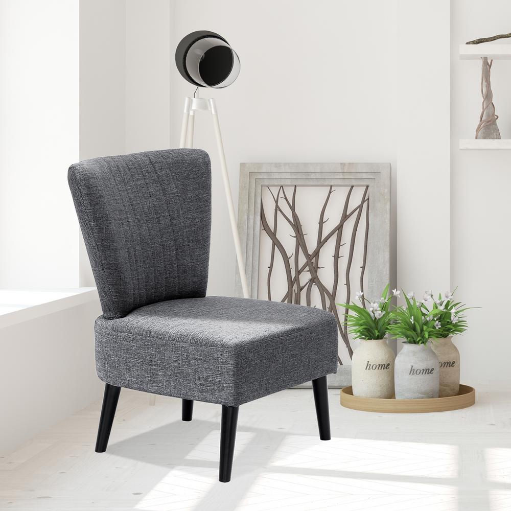 Furinno Euro Modern Dark Grey Fabric Armless Accent Chair