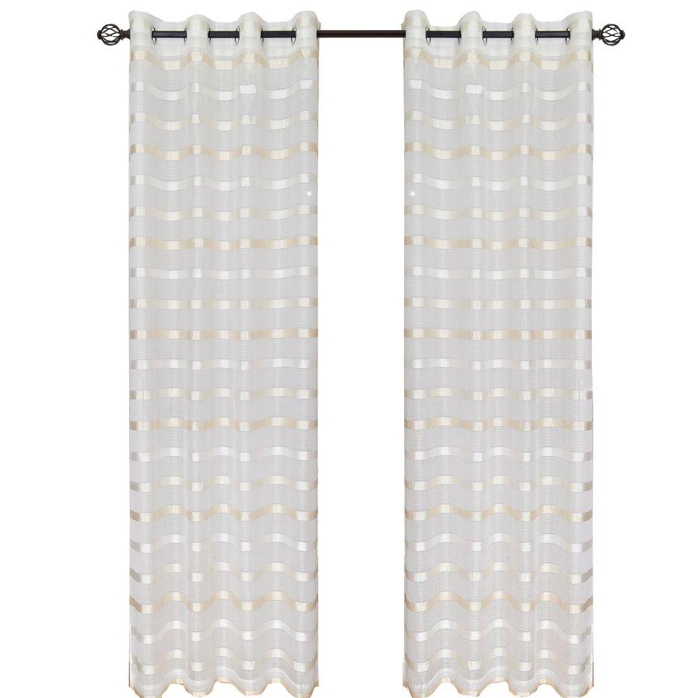 Lavish Home White Cream Arla Grommet Curtain Panel 95 In Length 63 Lavish Home White Cream Arla Grommet Curtain Panel 95 In Length
