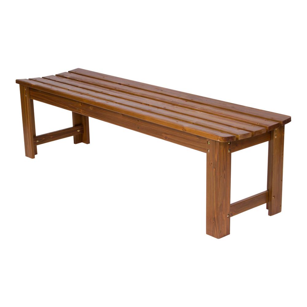 Shine Company Backless Garden Bench with HYDRO-TEX , 5 ft. L, Oak