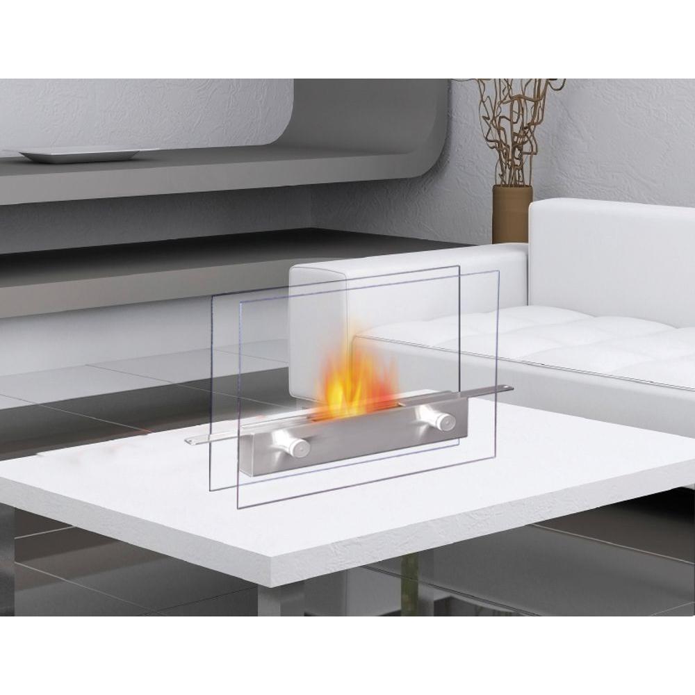 Anywhere Fireplace 14 in. Metropolitan Tabletop Vent-Free Ethanol Fireplace in Stainless Steel/Tempered Glass-90293 - The Home Depot Anywhere Fireplace - Metropolitan 14 in. Vent-Free Ethanol Fireplace in Stainless Steel Finish/Tempered Glass - 100 percent clean burning