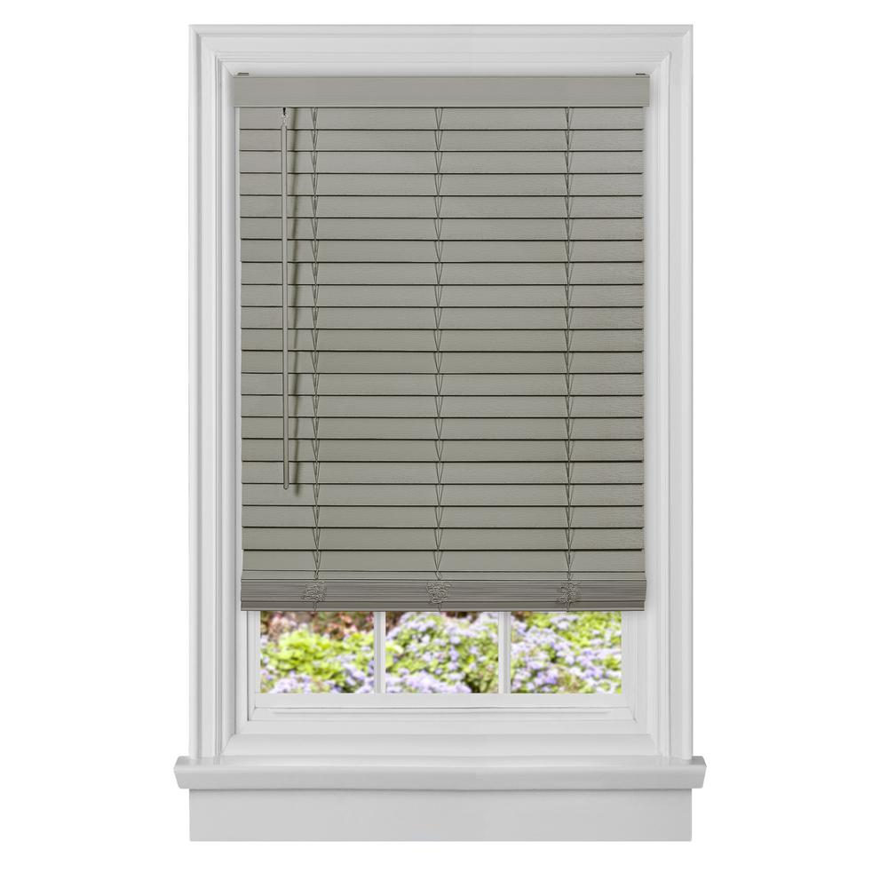 Achim Grey Cordless Room Darkening Plantation Faux Wood Blinds with 2 ...