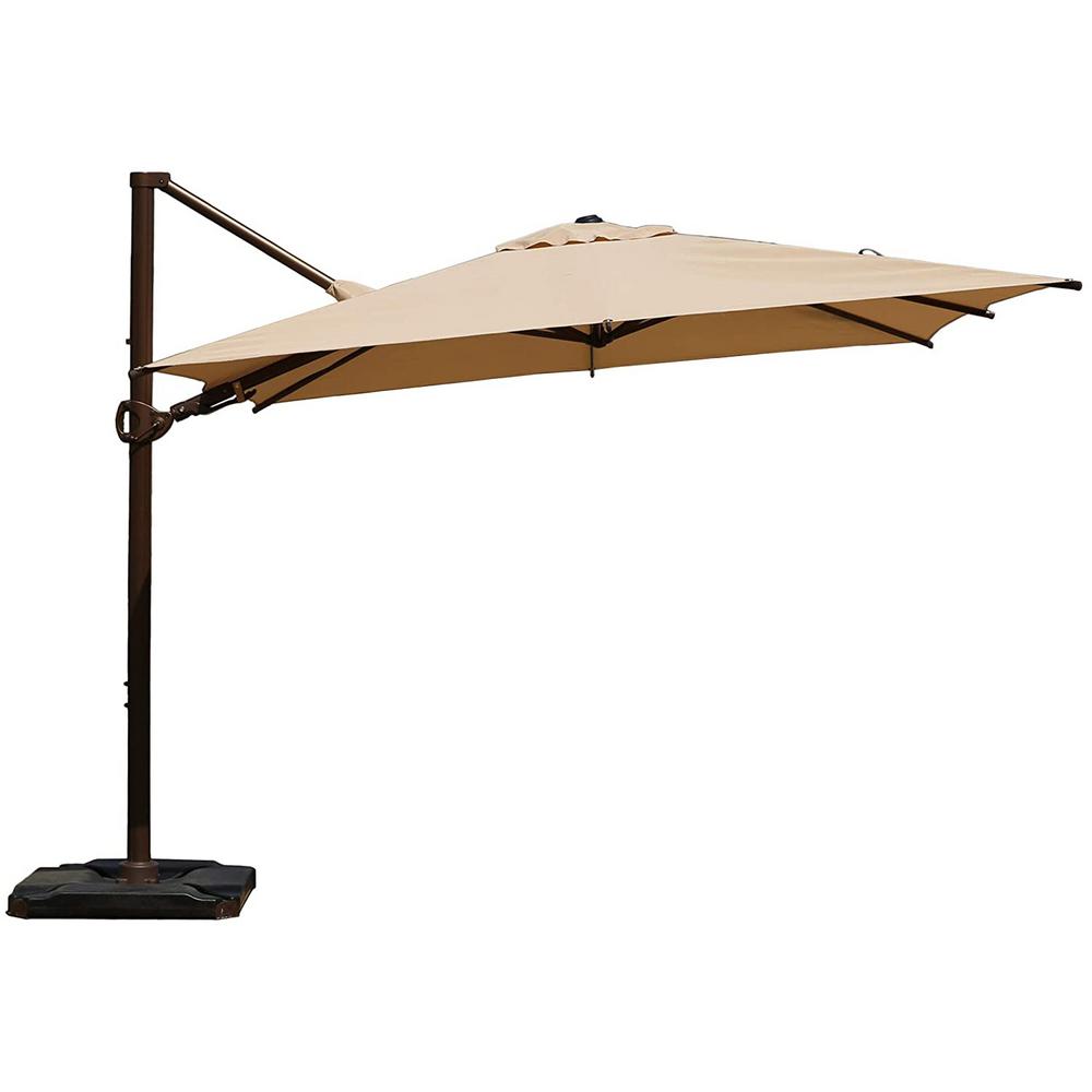 Abba Patio 10 Ft X 10 Ft 360 Degree Rotating Aluminum Cantilever Patio Umbrella With Base Weight In Beige Hdtrc33be The Home Depot