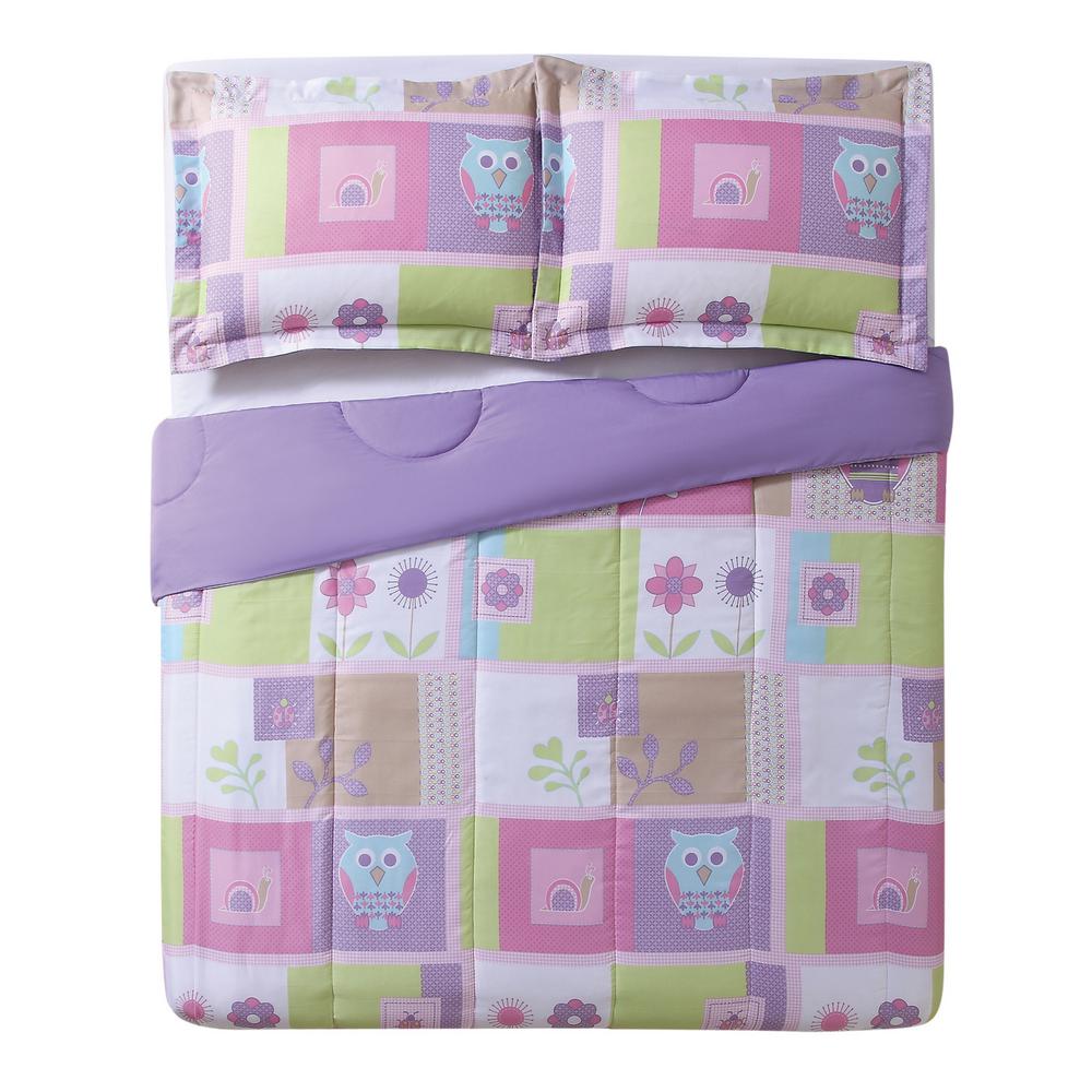 My World Happy 3 Piece Pink Owls Queen Comforter Set Cs8265fq 1500