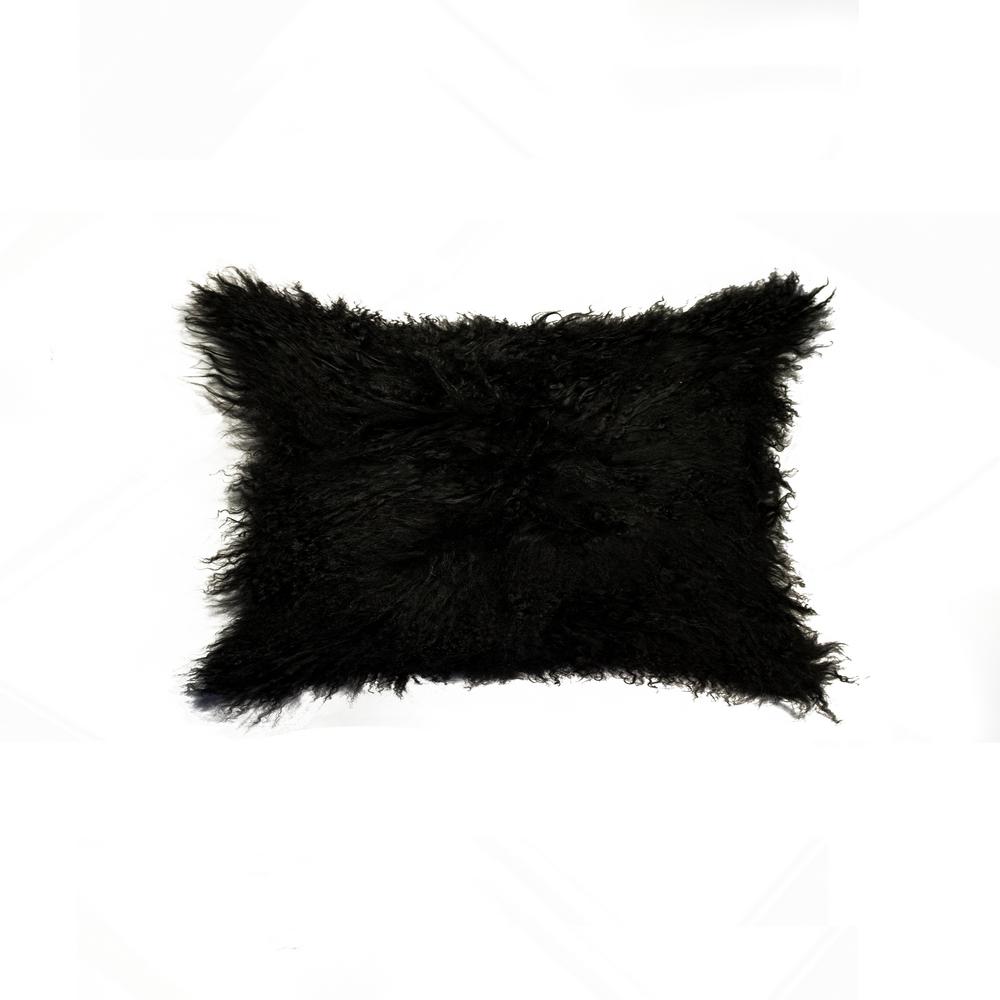 Natural Mongolian Sheepskin Black Solid 12 In X 20 In Throw