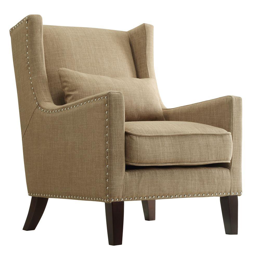 Ashley Tan Linen Wing Back Arm Chair