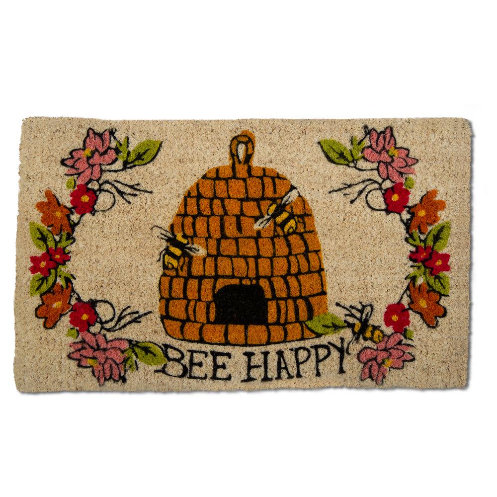 Tag Bee Happy 18 In X 30 In Multicolor Coir Door Mat Tag207963