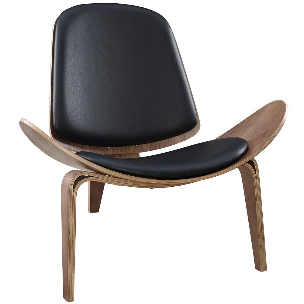 Modway Walnut Black Arch Upholstered Vinyl Lounge Chair Eei 1050 Wal Modway Walnut Black Arch Upholstered Vinyl Lounge Chair