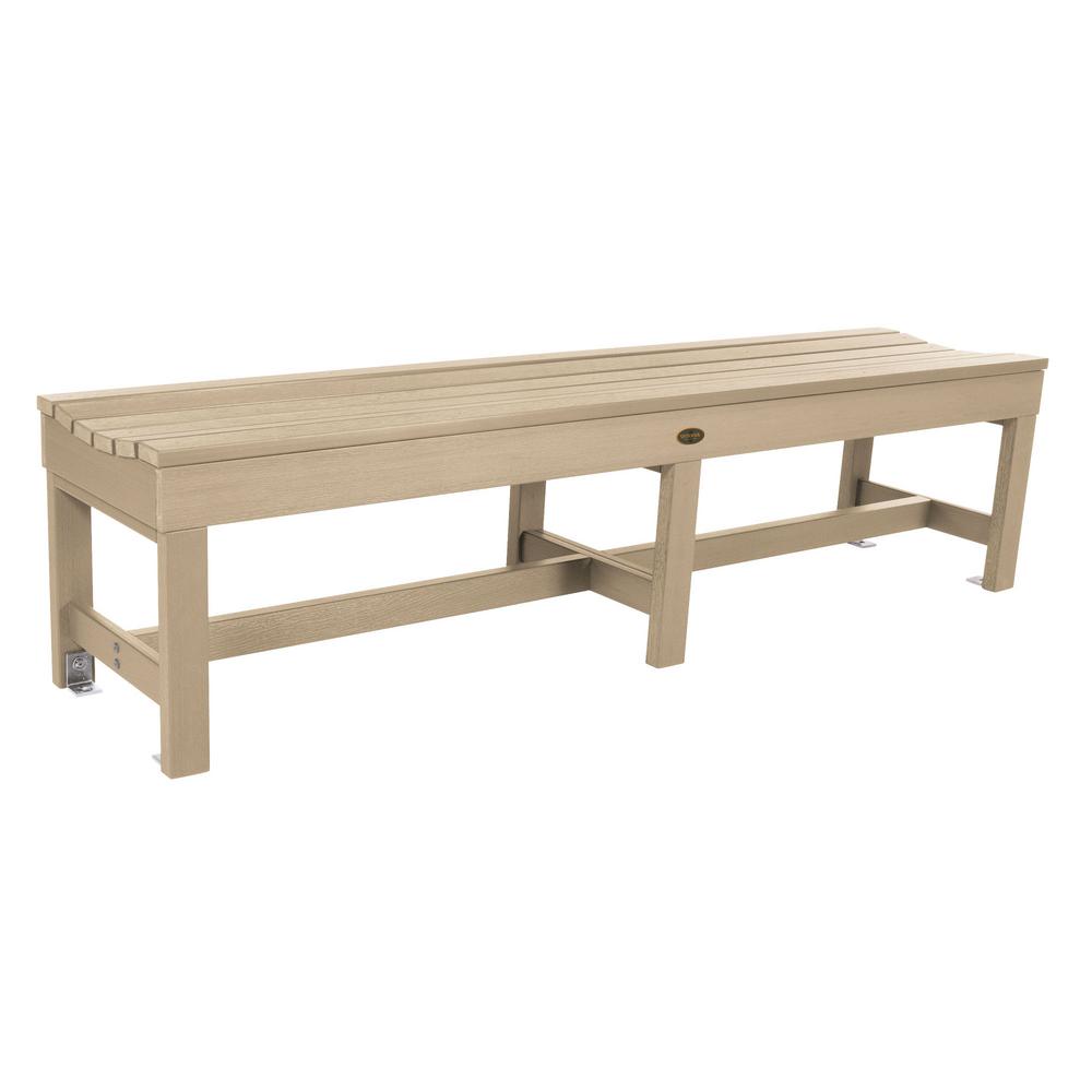 Highwood Weldon 71 in. 3-Person Tuscan Taupe Plastic Outdoor Bench-CM