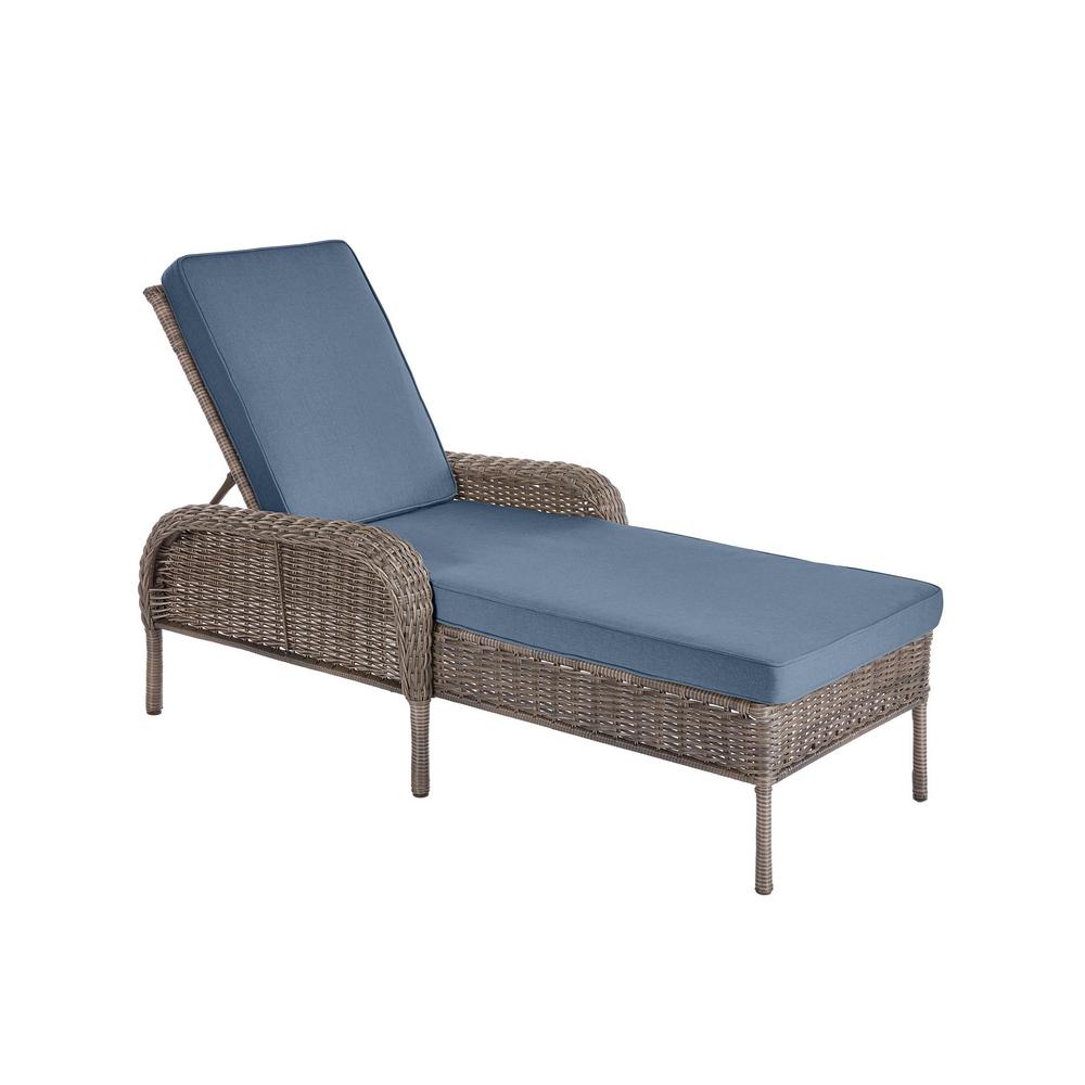 Hampton Bay Cambridge Gray Wicker Outdoor Patio Chaise Lounge With Gray Wicker Outdoor Patio Chaise Lounge