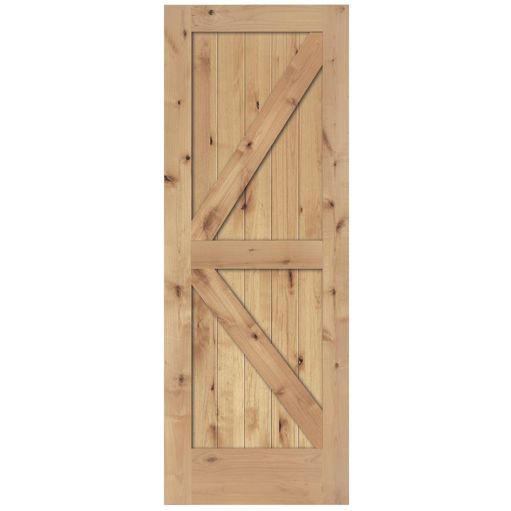 Steves Sons 24 In X 80 In 2 Panel Solid Core Unfinished Knotty Alder Interior Barn Door Slab