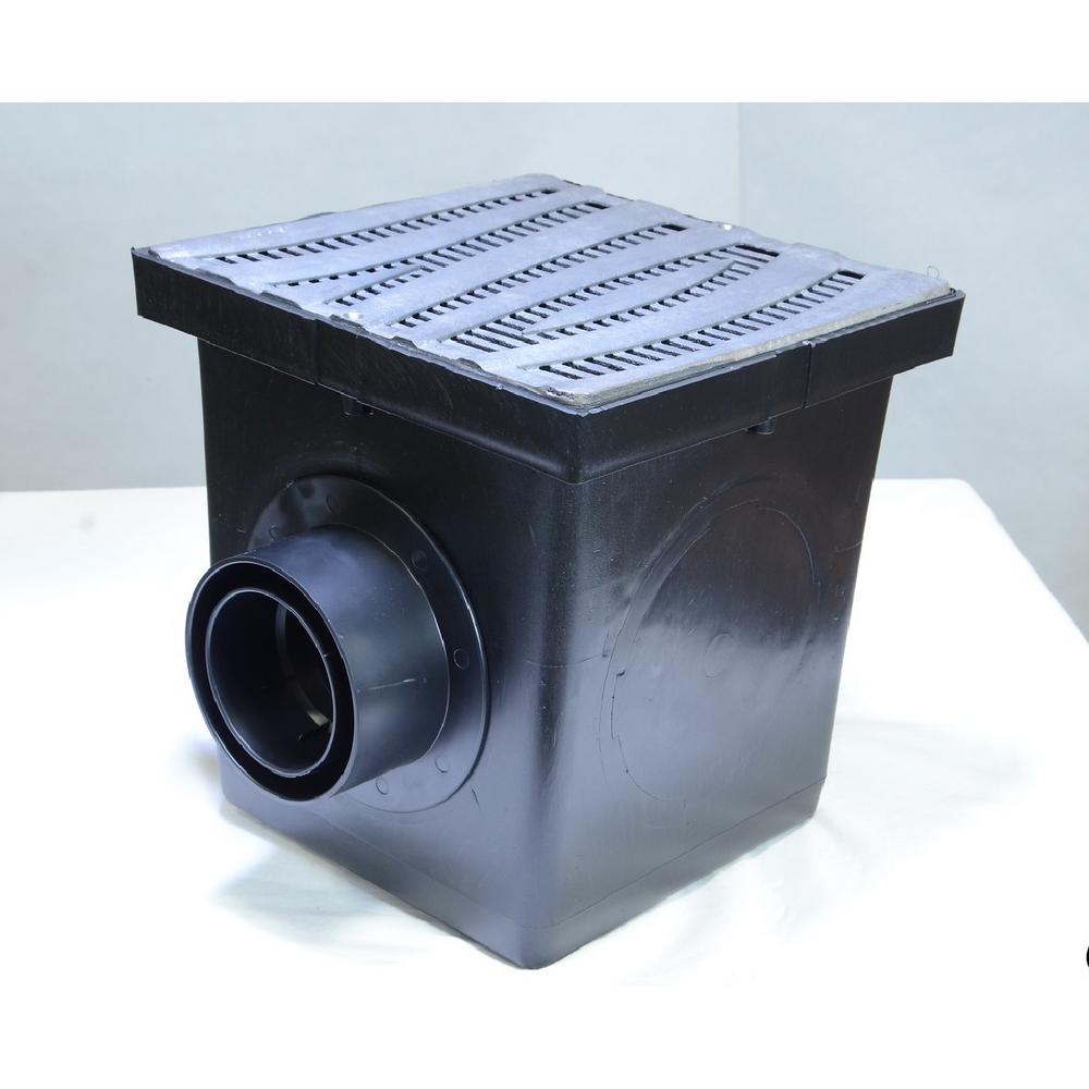 NDS 12 in. Plastic Square Drainage Catch Basin Kit with Wave Design in