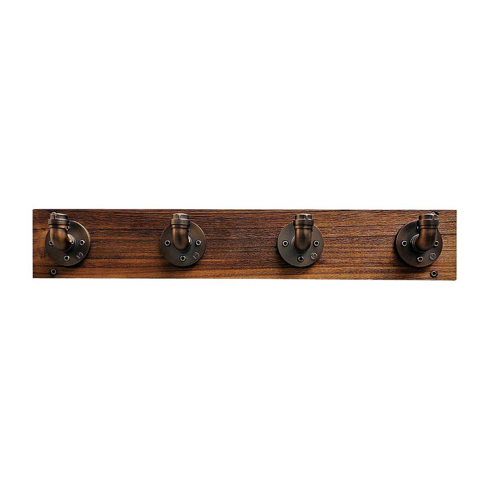 Furniture Pipeline San Antonio Farmhouse Brown Wall San Antonio Farmhouse Brown Wall Mounted Entryway Closet Coat Rack 4 Hooks Metal Reclaimed Wood By Furniture Pipeline