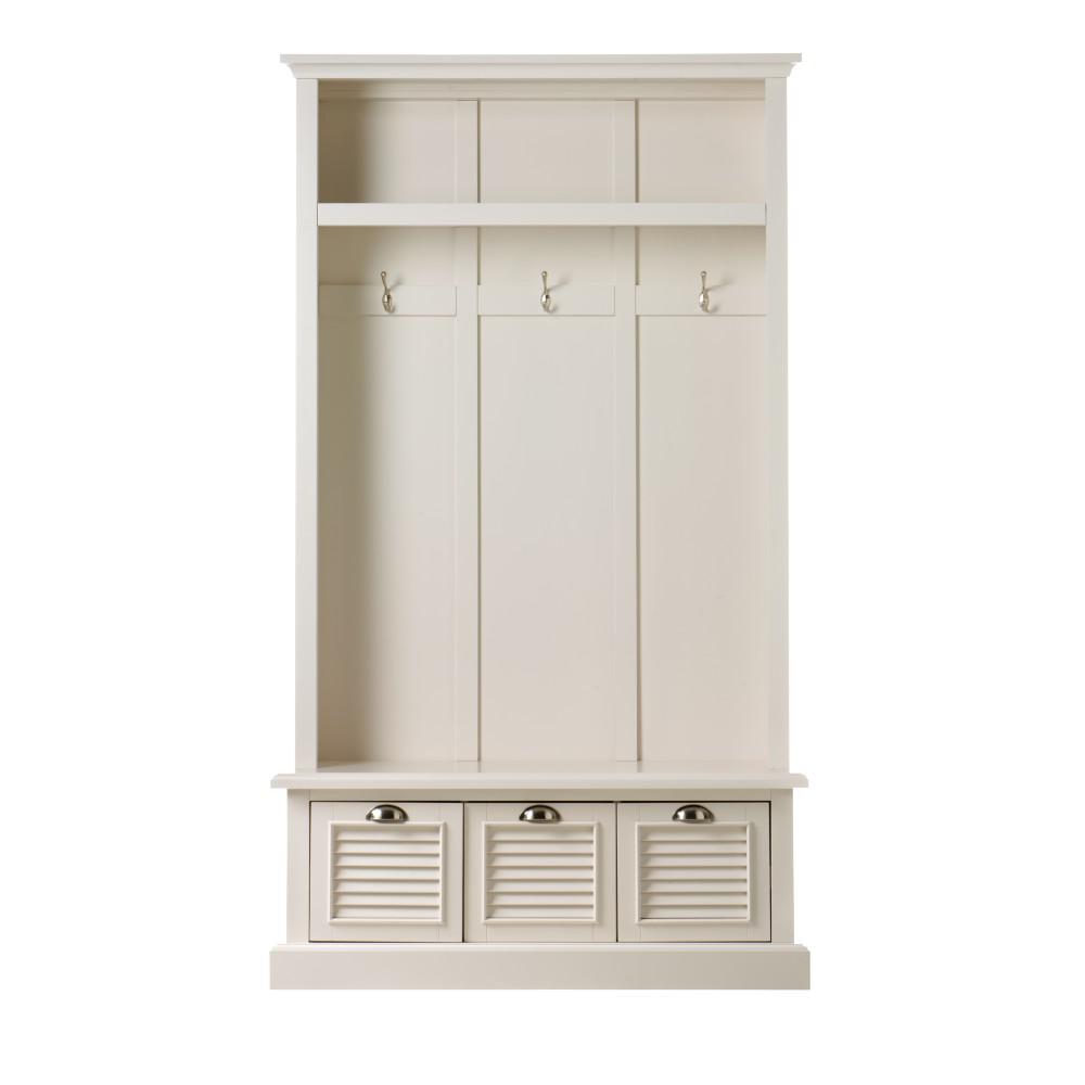 Entryway Furniture The Home Depot Shutter Polar White Hall Tree