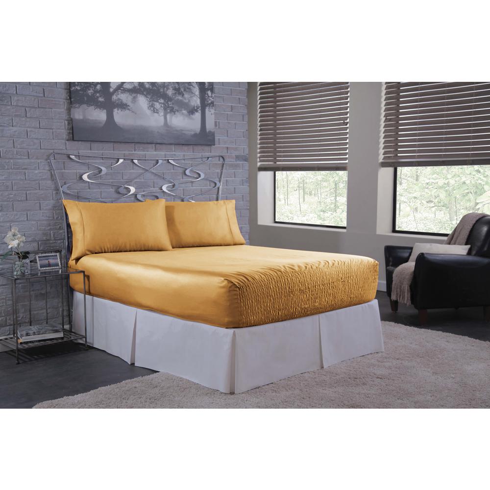 Bed Tite Satin Bed Tite 4-Piece Gold Solid 300 Thread ...