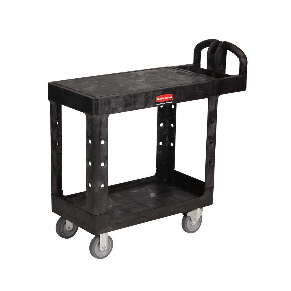 Rubbermaid Commercial Products Heavy Duty Black 2Shelf Utility Cart