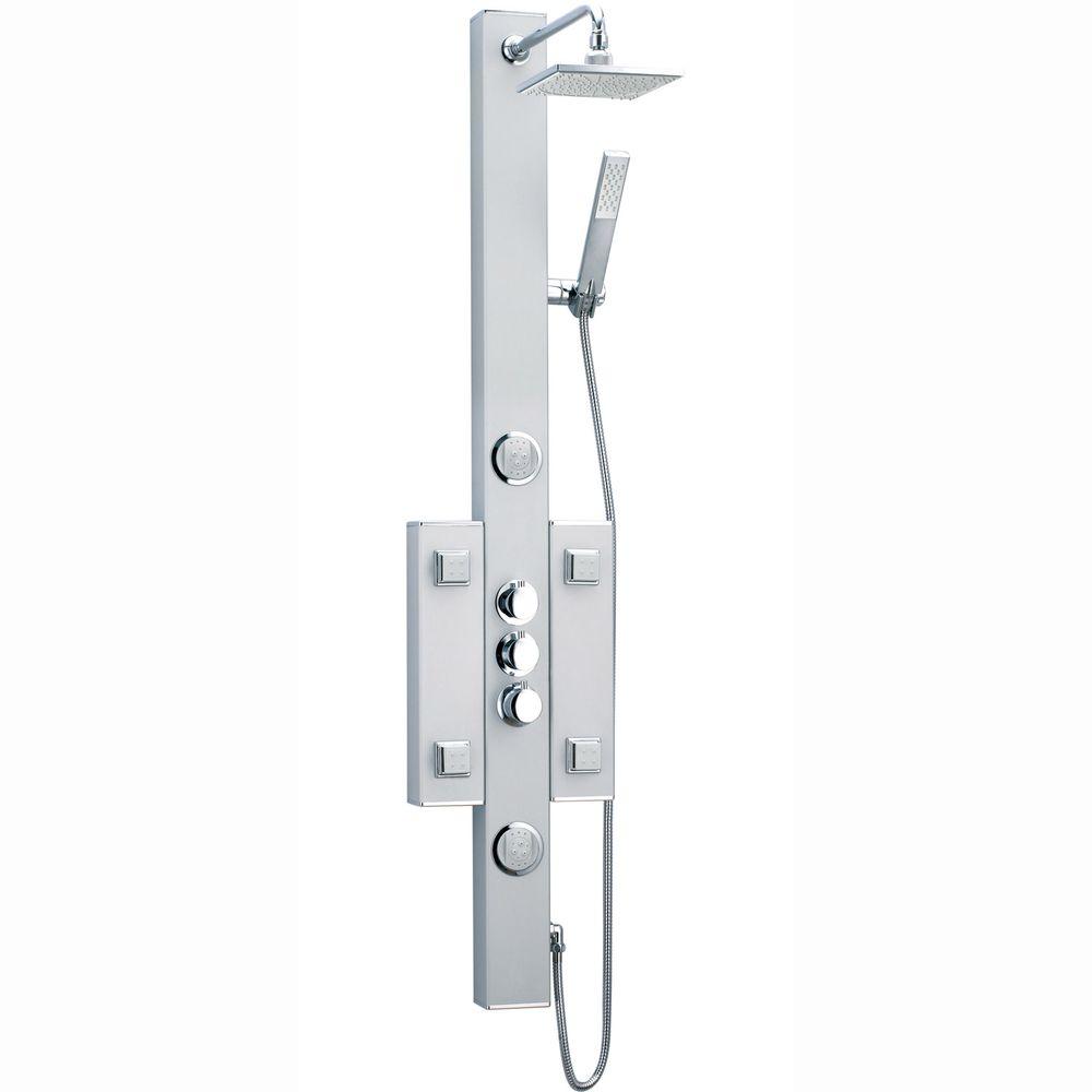Dreamline 58 In 6 Jet Shower Panel System Satin Valve Included Dreamline 58 In 6 Jet Shower Panel System Satin Valve Included