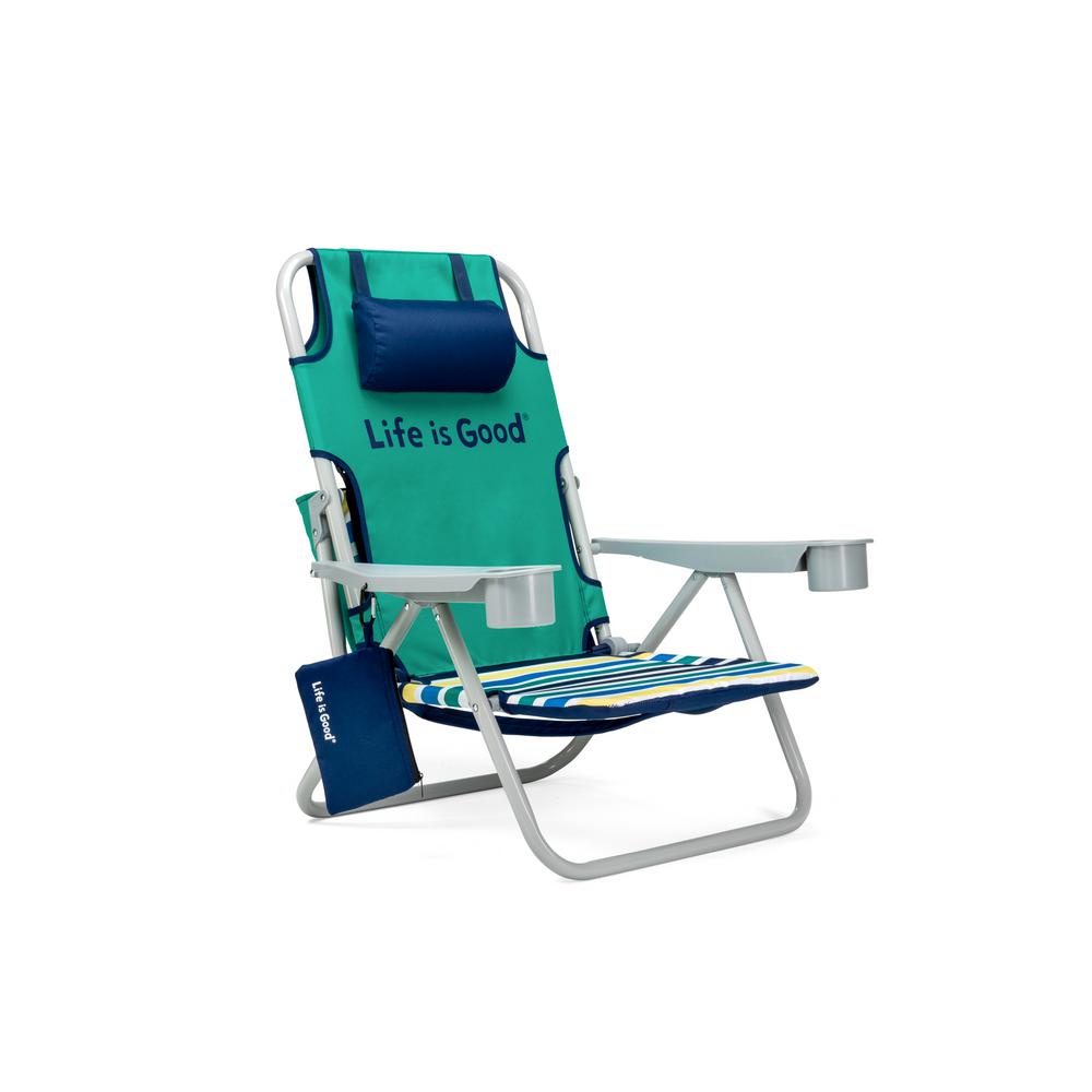 Life Is Good Rocket Green Aluminum Folding And Reclining Beach