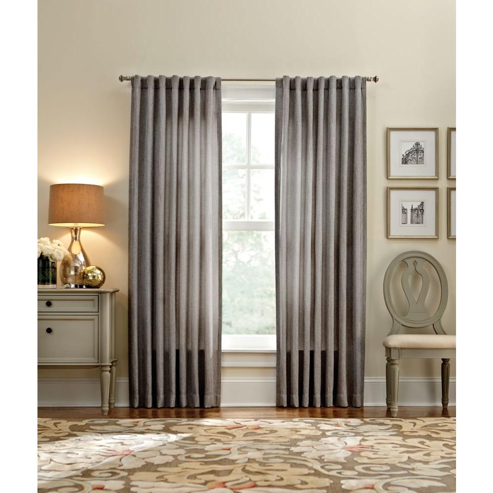 Martha Living Semi Opaque Zinc Thermal Tweed Back Tab Semi Opaque Zinc Thermal Tweed Back Tab Curtain 50 In W X 95 L