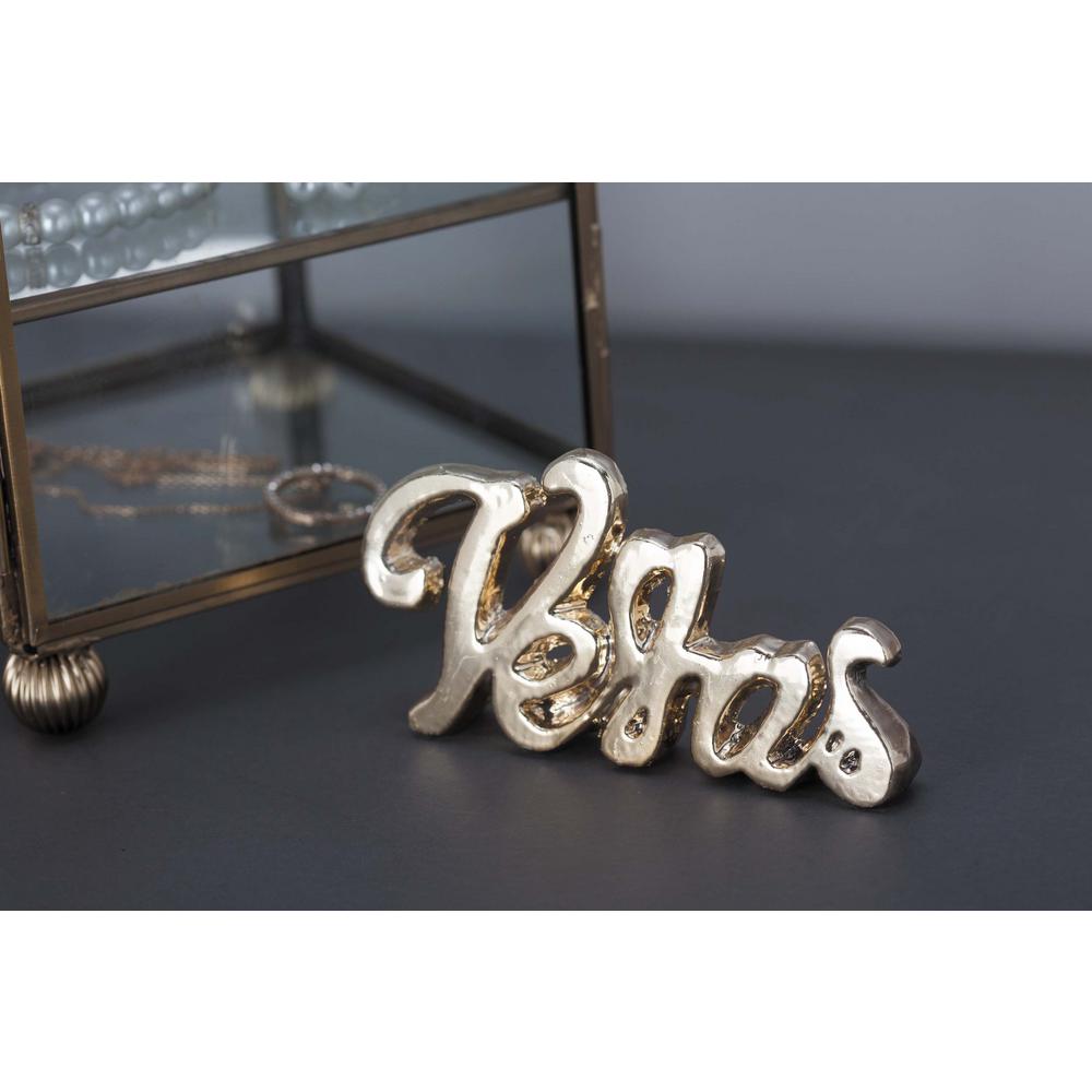 Decmode Set of 2 glam 2 x 4 inch Vegas aluminum decor, Silver, Gold