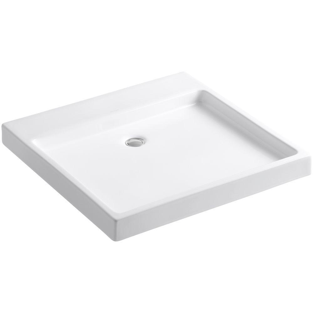 KOHLER Leaf Fireclay Vessel Sink in White with Overflow DrainK25300