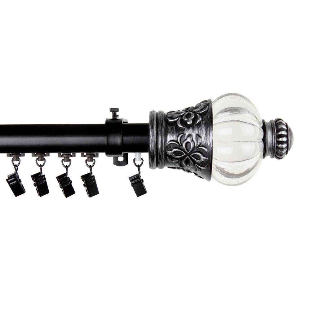 Rod Desyne 86 In 120 Telescoping Traverse Curtain Kit Telescoping Traverse Curtain Rod Kit In Black With Royal Finial