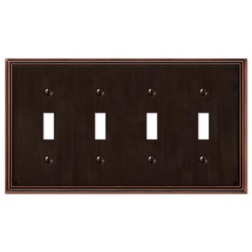 Amerelle Tiered 4 Gang Toggle Metal Wall Plate Aged Bronze 84t4vb The Home Depot - Decorative Wall Switch Plates Home Depot Amerelle Tiered 4 Gang Toggle Metal Wall Plate Aged Bronze 84t4vb The Home Depot - Decorative Wall Switch Plates Home Depot
