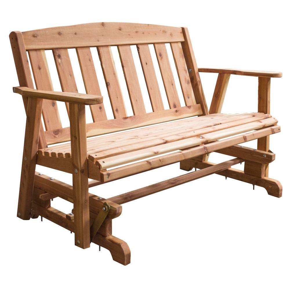 AmeriHome Amish Made Unfinished Cedar Patio Glider Bench