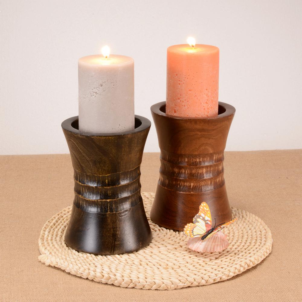 wood pillar candle holders