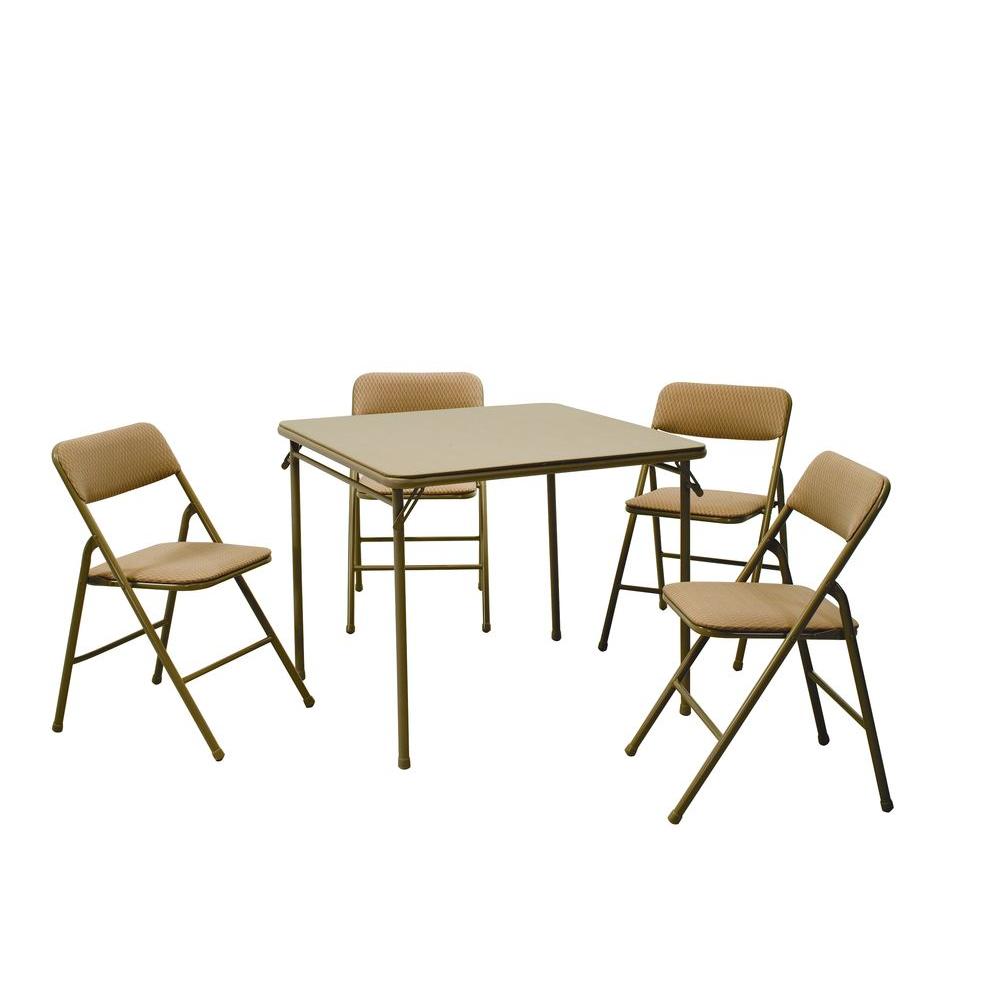 4 Folding Tables Chairs Furniture The Home Depot 5 Piece Beige Mist Folding Table And Chair Set