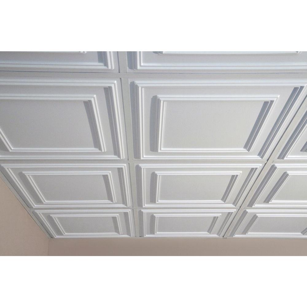 Ceilume Cambridge White 2 Ft X 2 Ft Lay In Or Glue Up Ceiling Panel Case Of 6