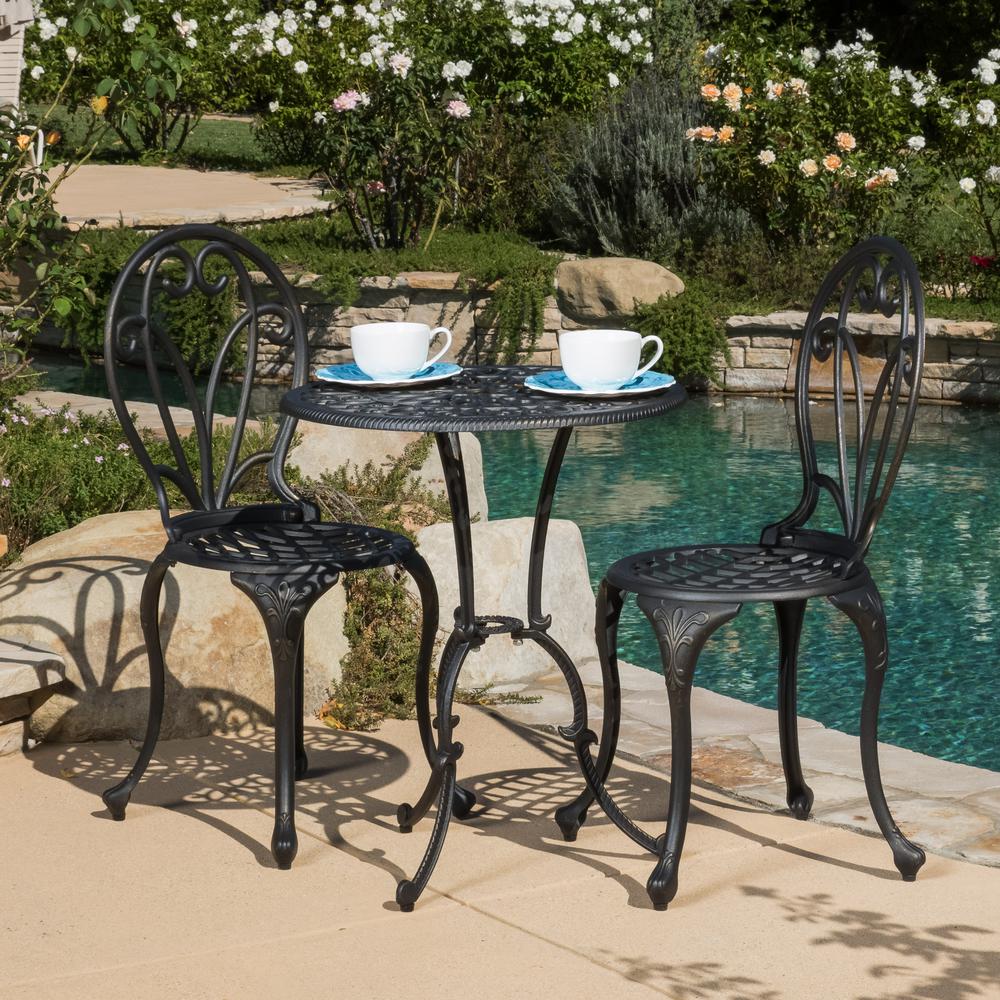 Charleston Brown 3Piece Aluminum Round Outdoor Bistro Set