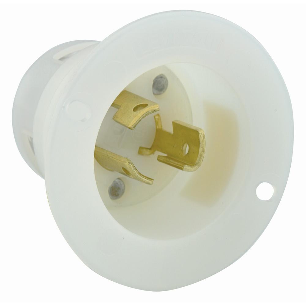 Leviton 15 Amp 125-volt Locking Flanged Inlet Grounding Locking Outlet White-4716-c