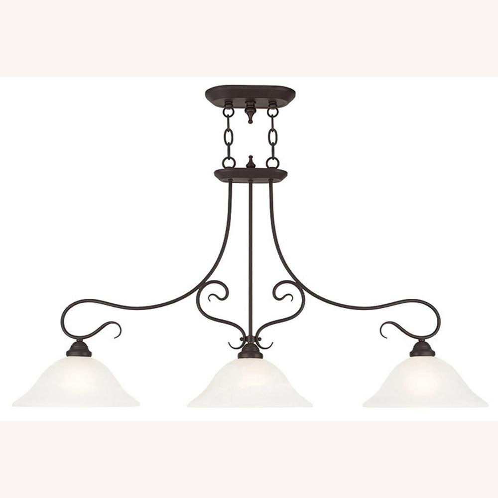 Livex Lighting Coronado 3 Light Bronze Island Chandelier With White Livex Lighting Coronado 3 Light Bronze Island Chandelier With White Alabaster Glass Shade