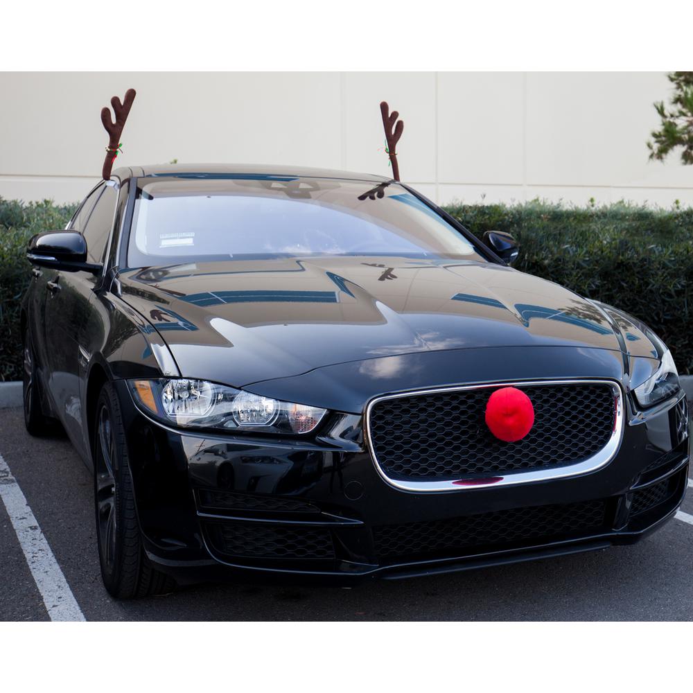 Rudolph Car Decoration Reindeer Antlers Nose Vehicle Costume