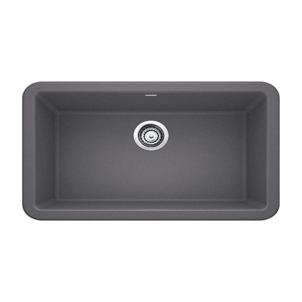 Blanco Ikon A Front Granite 33 In X 19 Single Bowl Kitchen Sink Cinder