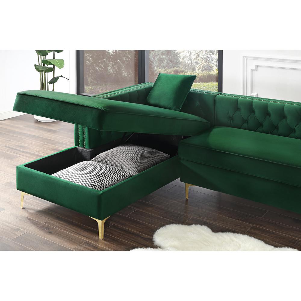 Inspired Home Olivia Hunter Green Silver Gold Velvet Left Facing