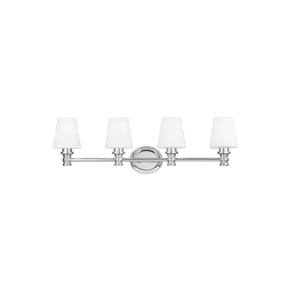 Chrome Finish Classic 4-Light LED Vanity Opal Glass Shade