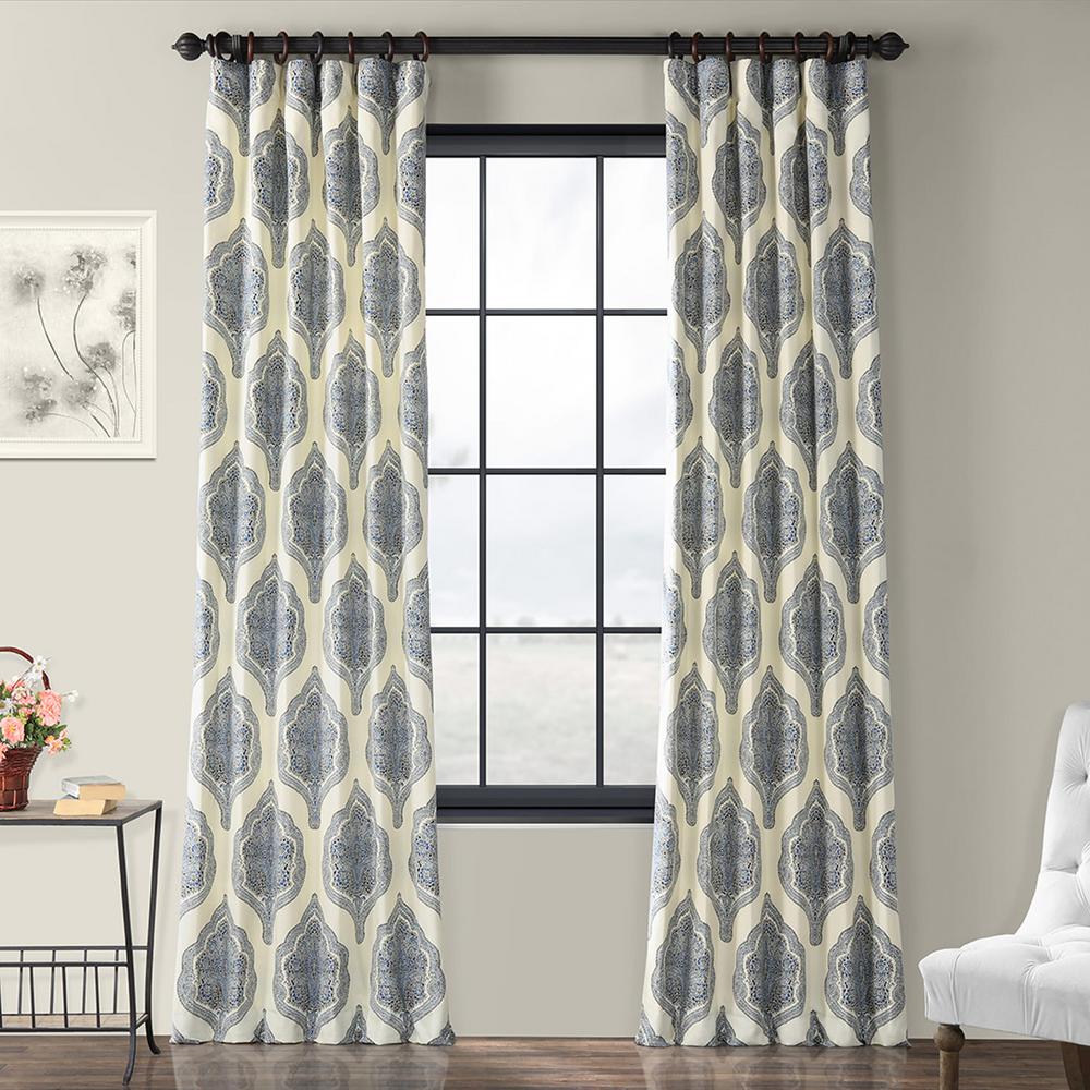 Exclusive Fabrics & Furnishings Arabesque Blue Room Darkening Printed ...