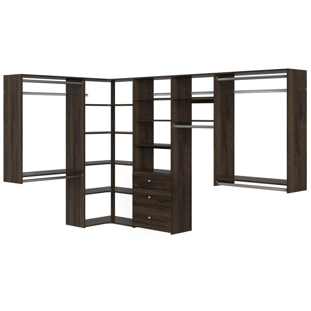 Closet Evolution 66 in. D x 115 in. W x 72 in. H Espresso Wood Corner