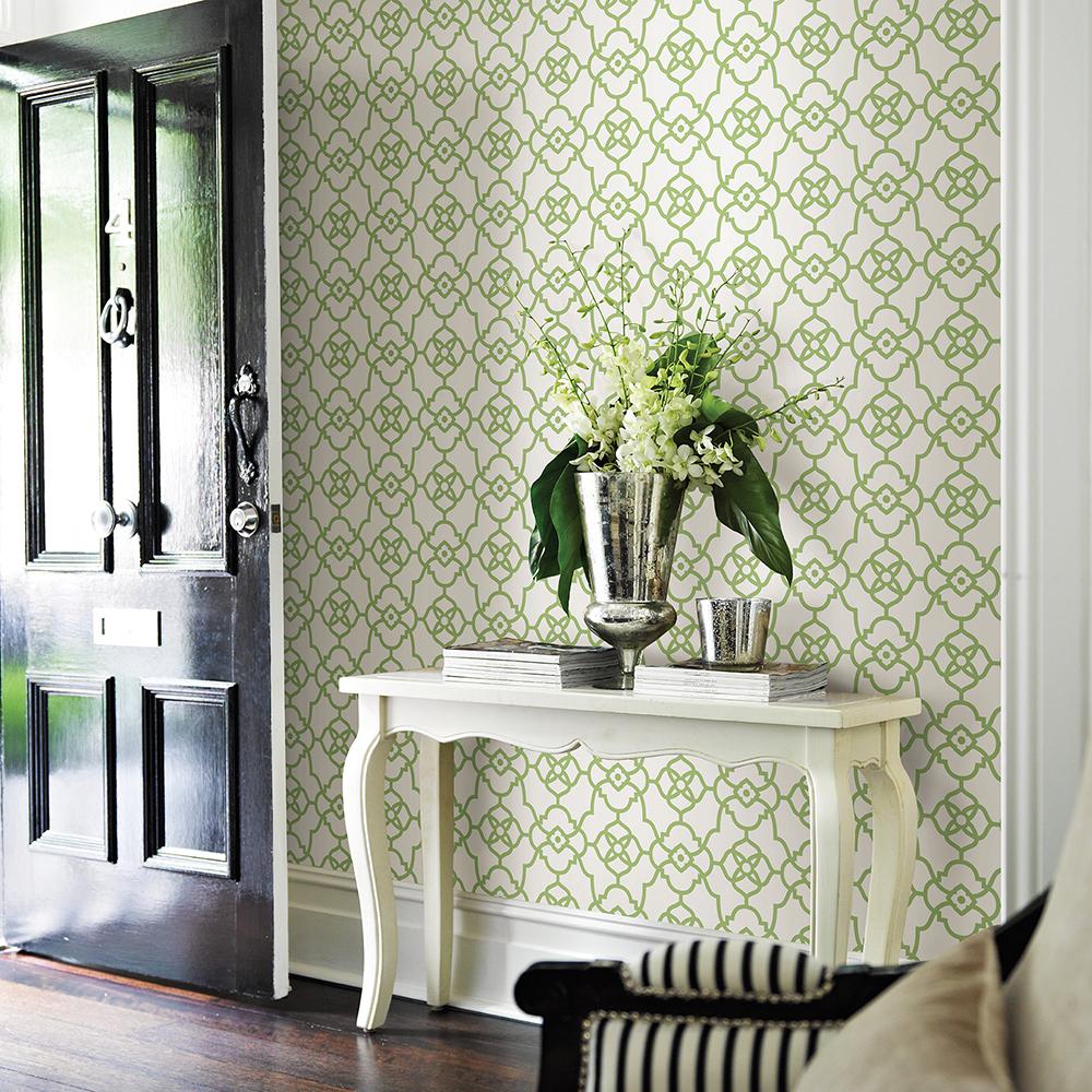 A Street Prints Atrium Green Trellis Paper Strippable Roll Wallpaper Covers 56 4 Sq Ft 2702 The Home Depot