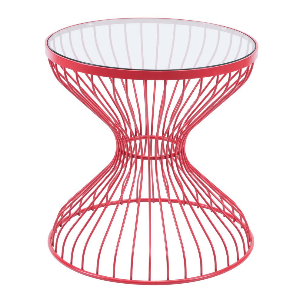 Zuo Rose Red Metal Outdoor Side Table Zuo Rose Red Metal Outdoor Side Table