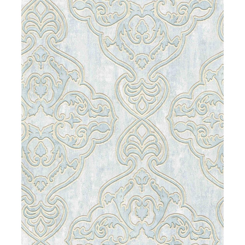 8 In X 10 Elena Light Blue Damask Wallpaper Sample 8 In X 10 Elena Light Blue Damask Wallpaper Sample
