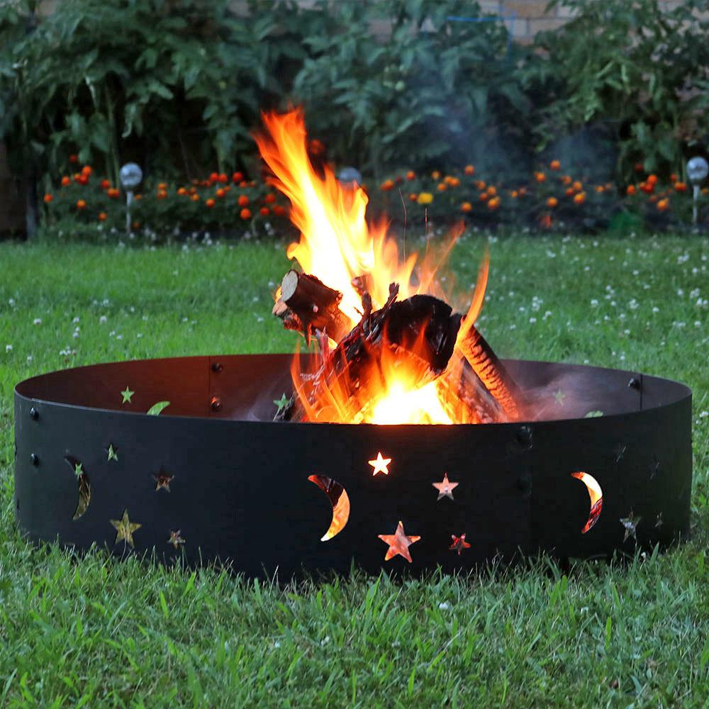 Fire Pit Ring Outdoor Steel 36 In Wood Portable Burning Campfire