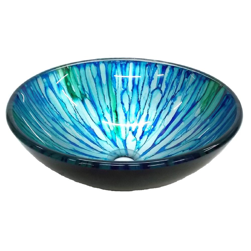 Eden Bath Magnolia Glass Vessel Sink In Blue And Green Eb Gs44 The Eden Bath Magnolia Glass Vessel Sink In Blue And Green