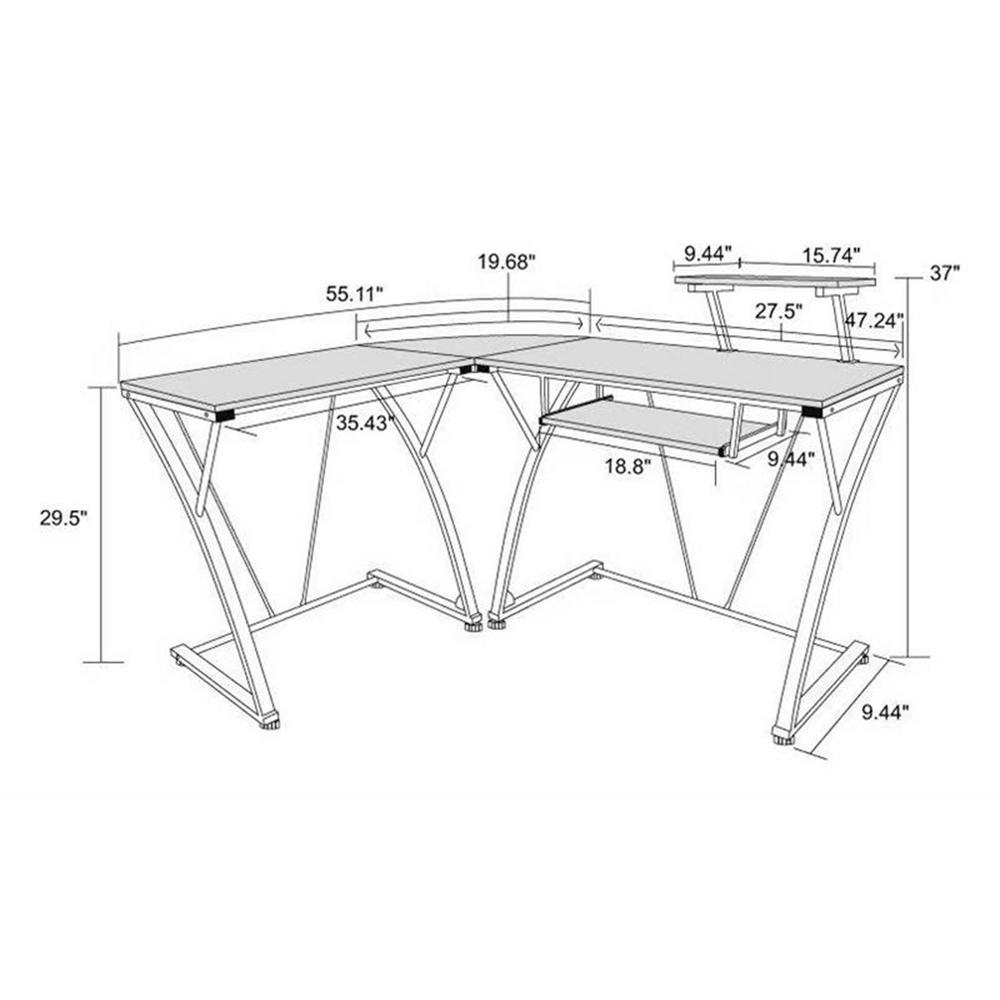 Proht Black And Brown Wood 3 Piece L Shaped Computer Desk Set With