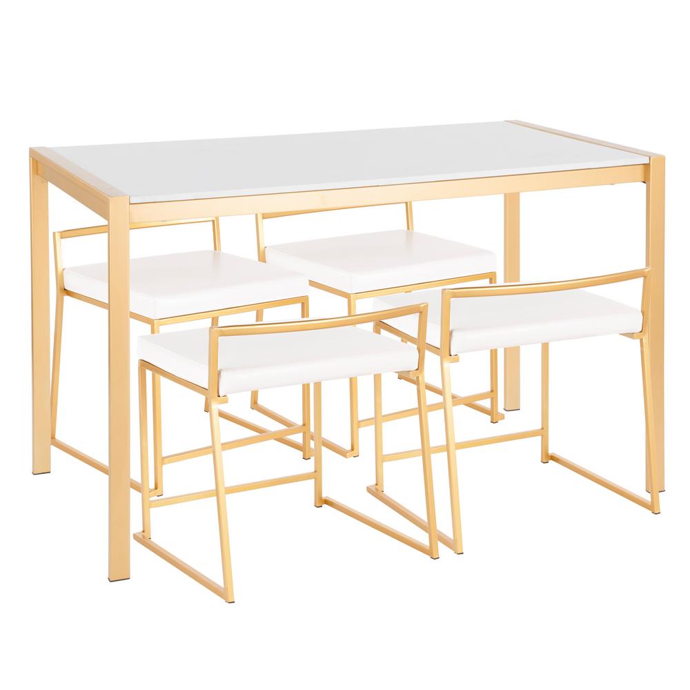 Lumisource Fuji 5 Piece Gold Dining Set With White Marble Top And Lumisource Fuji 5 Piece Gold Dining Set With White Marble Top And Faux Leather Upholstery Ds Fuji47 Aumb W The Home Depot