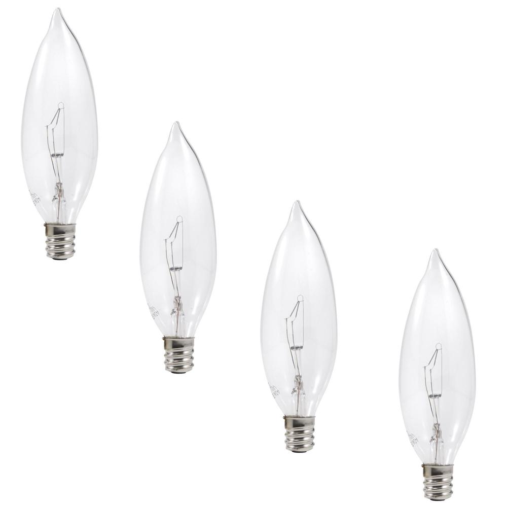 Bent Tip B10 Light Bulbs Lighting The Home Depot 25 Watt Double Life B10 Incandescent Light Bulb 4 Pack