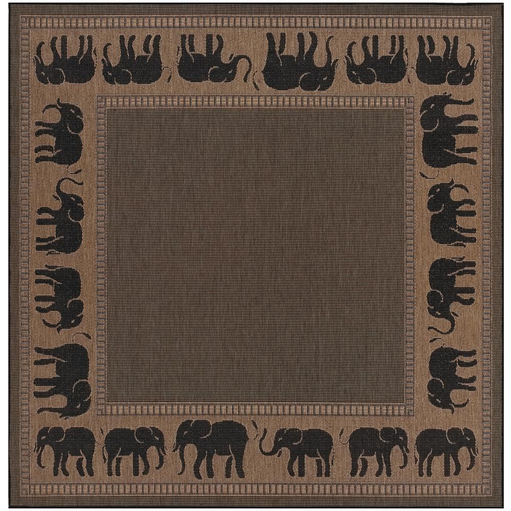 Couristan Recife Elephant CocoaBlack 9 ft. x 9 ft. Square Indoor